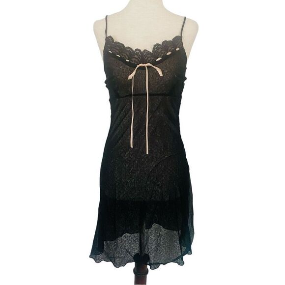 NEW Eberjey Fifi Vintage V Chemise Teddy Black Lace Size M-L Made in USA NWT